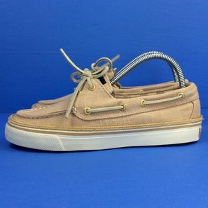 Sperry Womens Top-Sider Linen Tan Low Top Boat Shoes 9841602 size 6.5